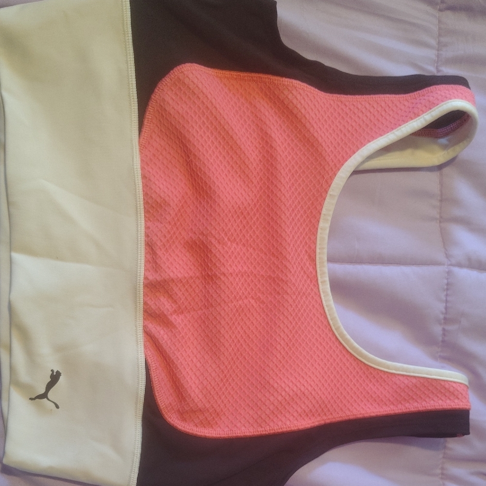 Puma Coral and Black Athletic Top